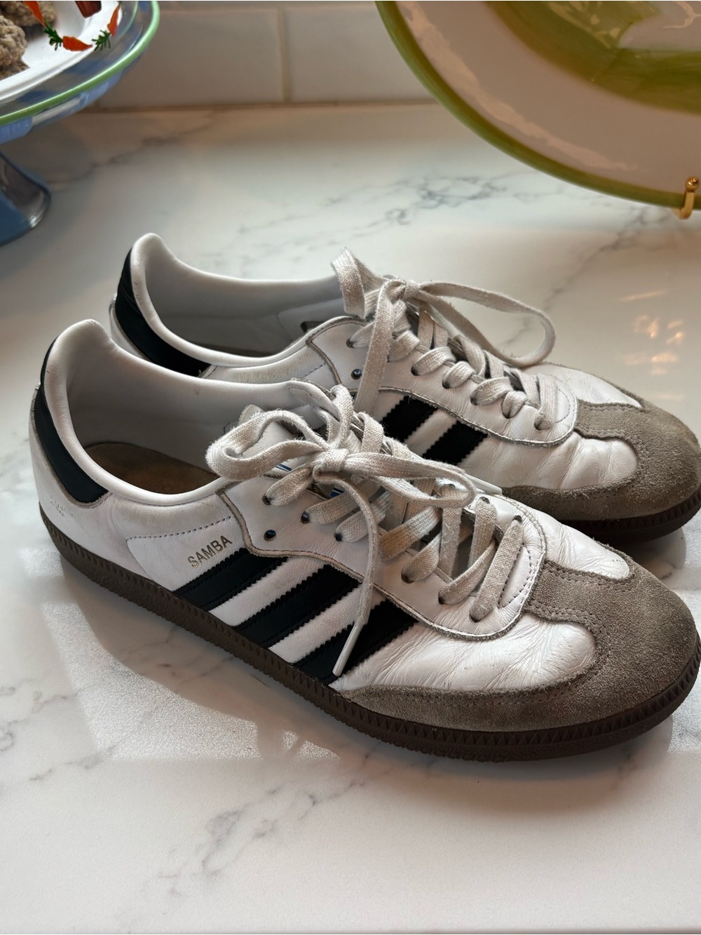 Adidas Samba Classic White/Black Sneakers Men 9 Used No Box Excellent Condition